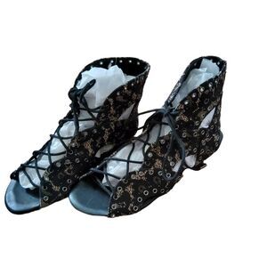 Joie Gladiator Sandals Fabienne Studded Lace-up Sandals Size 6.5 Black Tan New